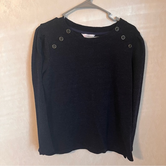 Liz Claiborne Black Crew Neck Sweater with button Accents - Picture 1 of 5